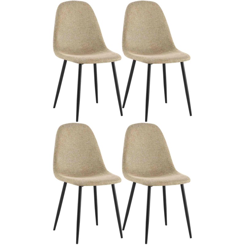 Juego de 4 sillas de comedor Napier de tela color topo