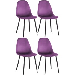 Juego de 4 sillas de comedor Napier de terciopelo morado Juego de 4 sillas de comedor Napier de terciopelo morado