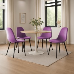 Juego de 4 sillas de comedor Napier de terciopelo morado Juego de 4 sillas de comedor Napier de terciopelo morado