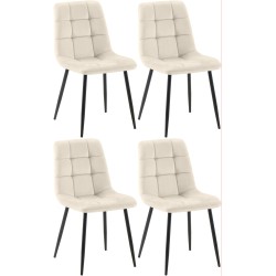 Juego de 4 sillas de comedor Antibes color crema