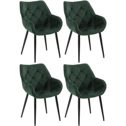 Juego de 4 sillas de terciopelo Tanna en color verde