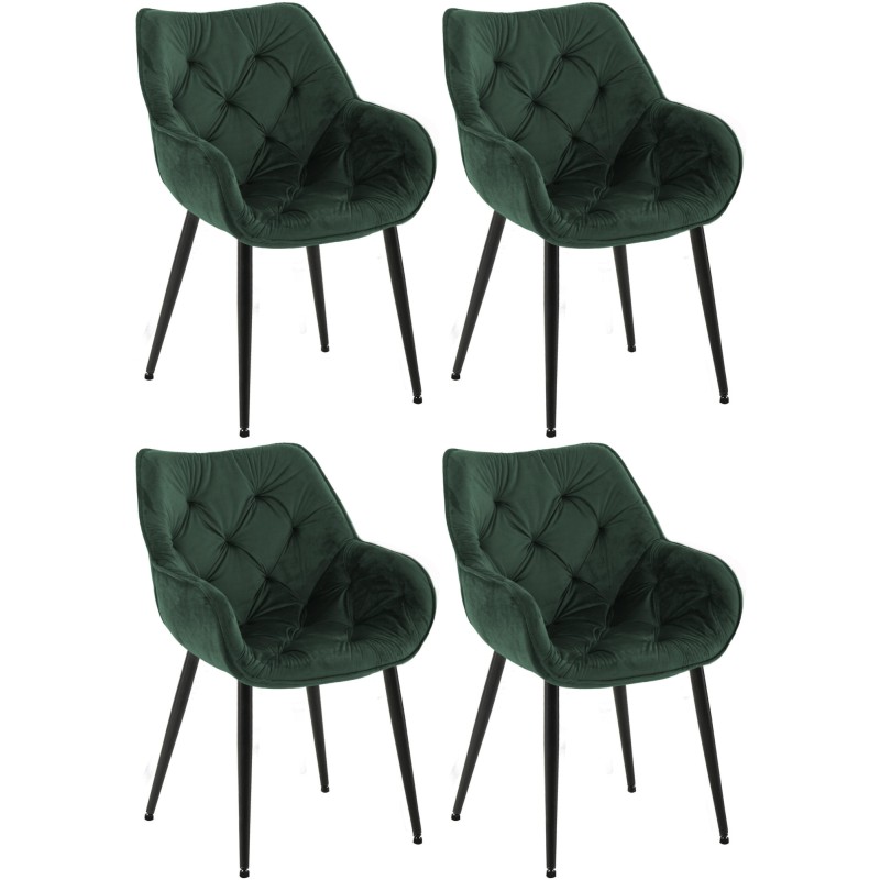 Juego de 4 sillas de terciopelo Tanna en color verde