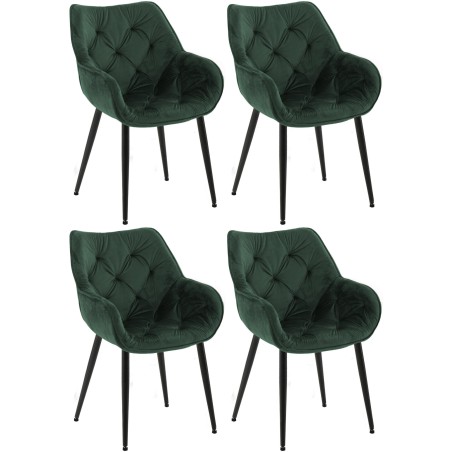 Juego de 4 sillas de terciopelo Tanna en color verde