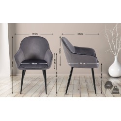 Silla de comedor Boise en terciopelo gris oscuro