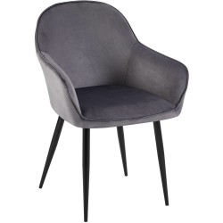 Silla de comedor Boise en terciopelo gris oscuro