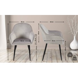 Silla de comedor Boise en terciopelo gris