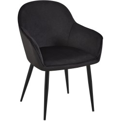 Silla de comedor Boise en terciopelo negro
