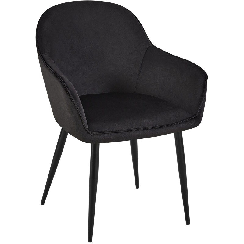 Silla de comedor Boise en terciopelo negro