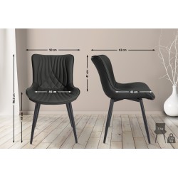 Juego de 2 sillas Brady, piel sintética negra