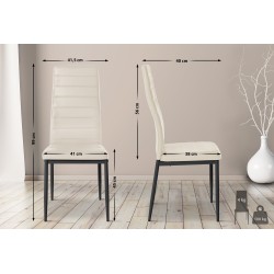 Juego de 4 sillas de comedor Mayfair, piel sintética color crema