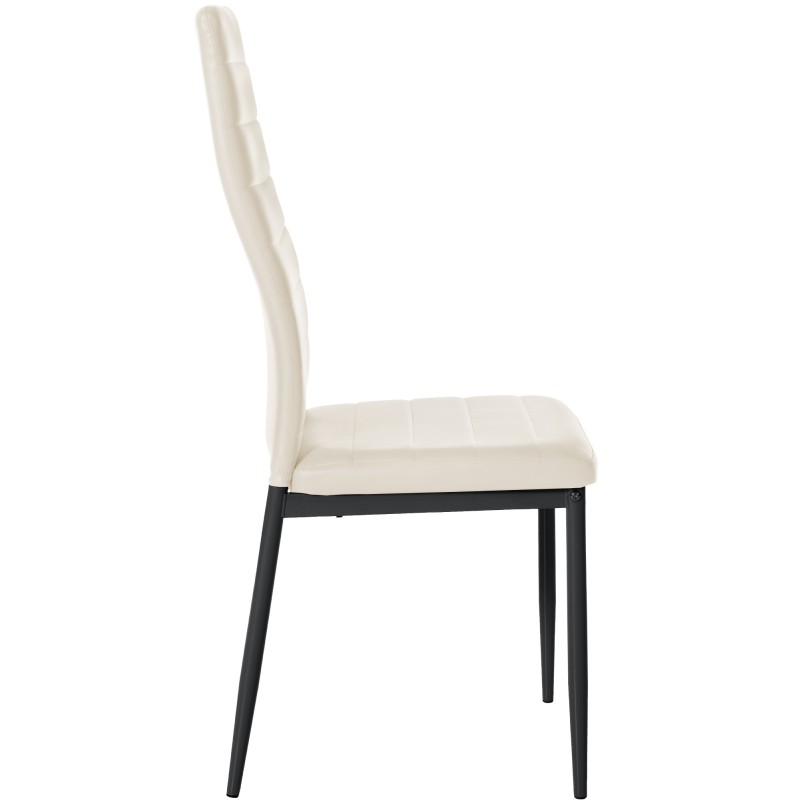 Juego de 4 sillas de comedor Mayfair, piel sintética color crema