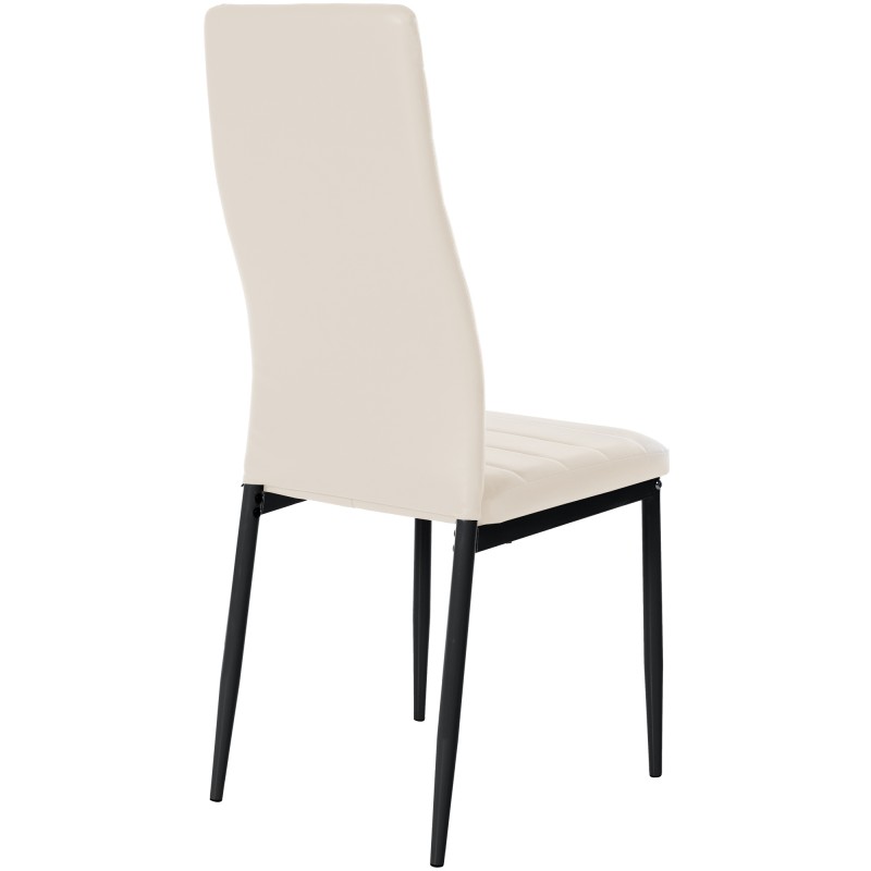 Juego de 4 sillas de comedor Mayfair, piel sintética color crema