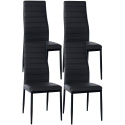Juego de 4 sillas de comedor Mayfair, piel sintética negra
