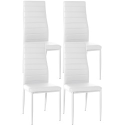 Juego de 4 sillas de comedor Mayfair, piel sintética blanca