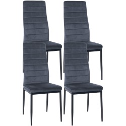 Juego de 4 sillas de comedor Mayfair de terciopelo en gris claro