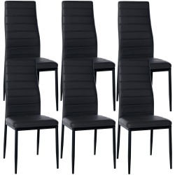 Juego de 6 sillas de comedor Mayfair, piel sintética negra