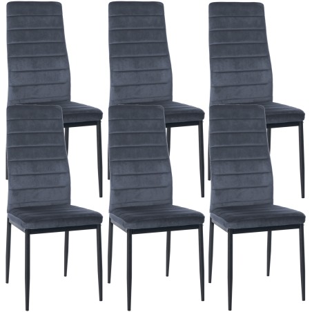 Juego de 6 sillas de comedor Mayfair en terciopelo gris claro