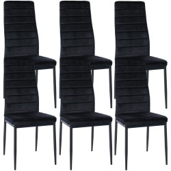 Juego de 6 sillas de comedor Mayfair en terciopelo negro