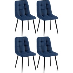 Juego de 4 sillas de comedor de tela azul Antibes