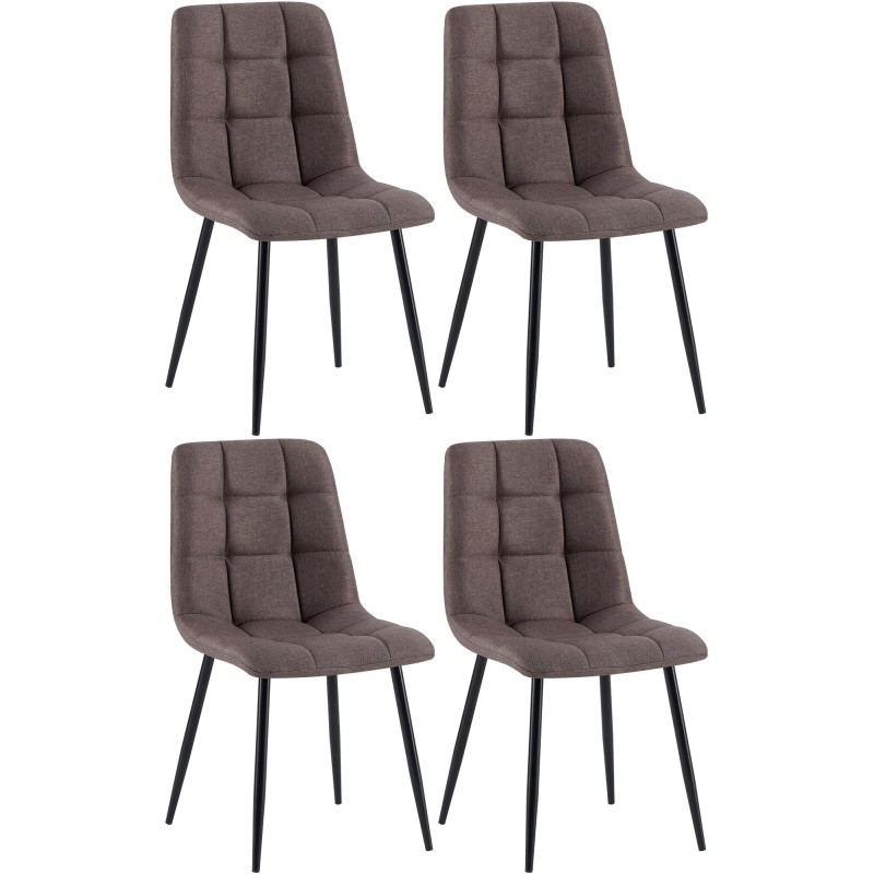 Juego de 4 sillas de comedor de tela marrón Antibes