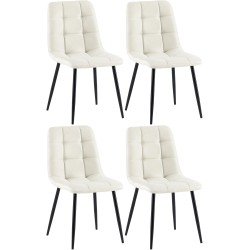 Juego de 4 sillas de comedor de tela color crema Antibes