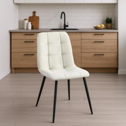 Juego de 4 sillas de comedor de tela color crema Antibes