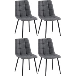 Juego de 4 sillas de comedor Antibes de tela gris oscuro