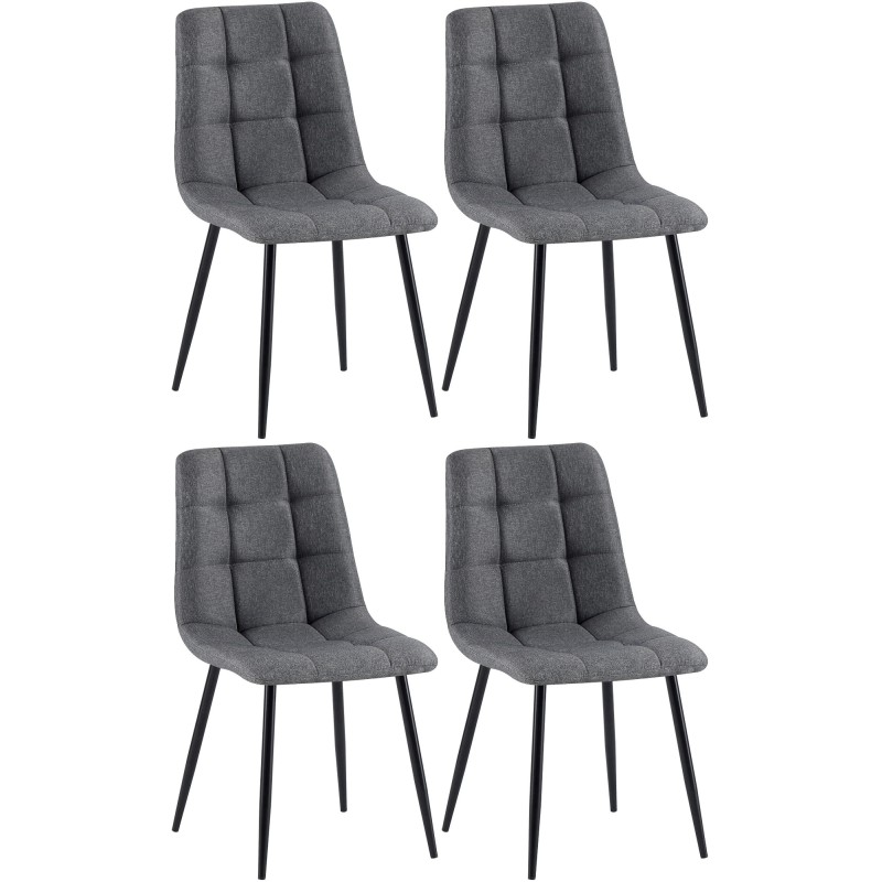 Juego de 4 sillas de comedor Antibes de tela gris oscuro
