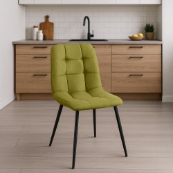 Juego de 4 sillas de comedor de tela verde Antibes