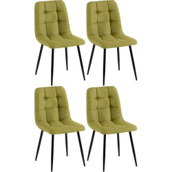 Juego de 4 sillas de comedor de tela verde Antibes