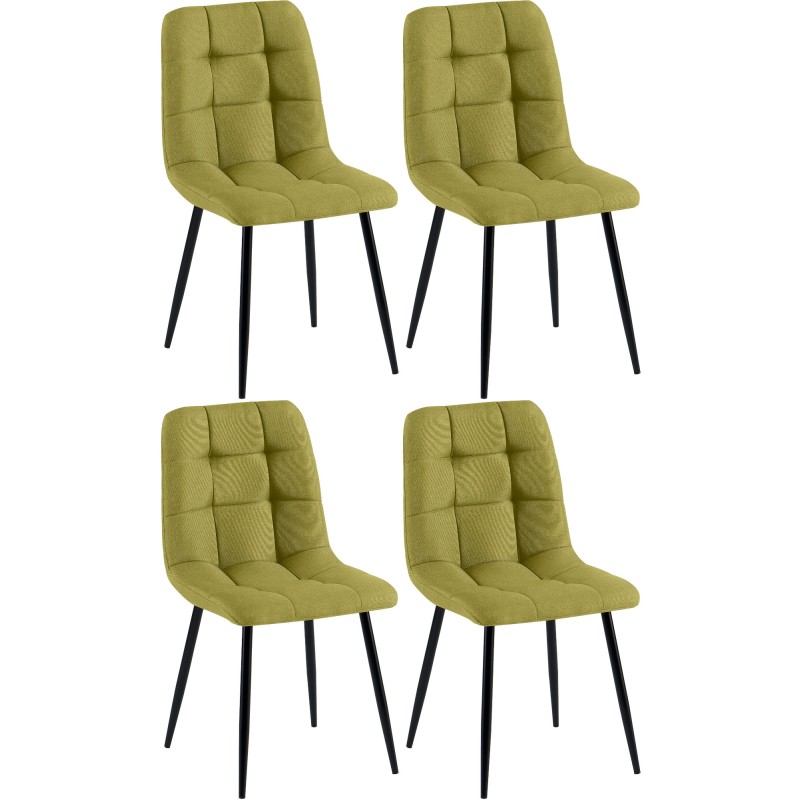 Juego de 4 sillas de comedor de tela verde Antibes