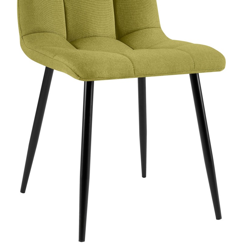 Juego de 4 sillas de comedor de tela verde Antibes