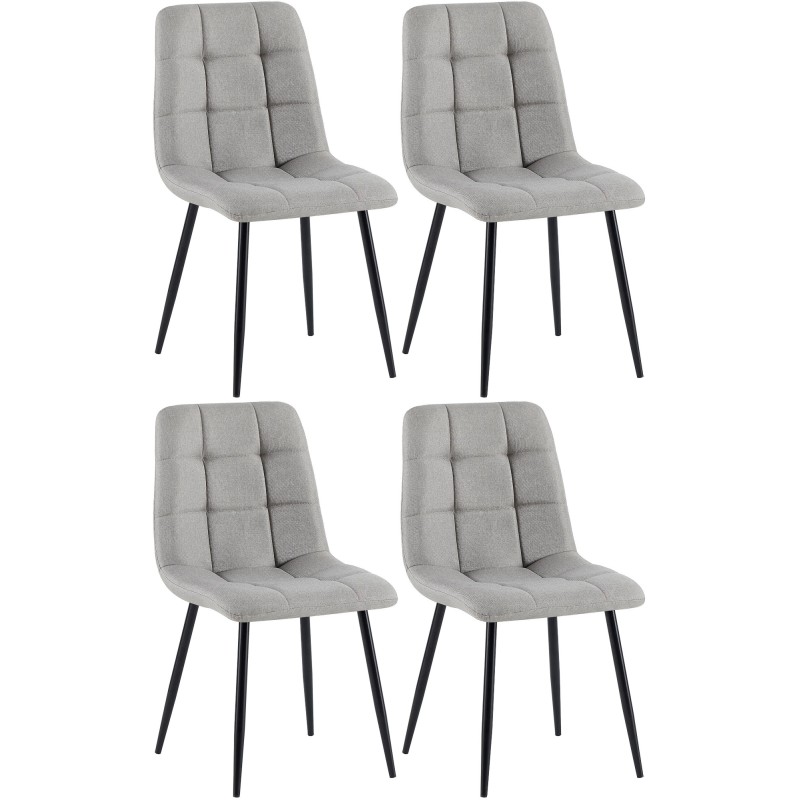 Juego de 4 sillas de comedor Antibes de tela gris claro