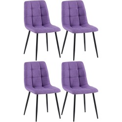 Juego de 4 sillas de comedor Antibes de tela morada