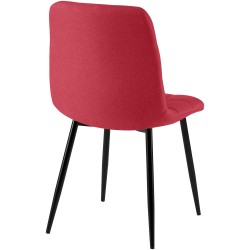 Juego de 4 sillas de comedor de tela roja Antibes