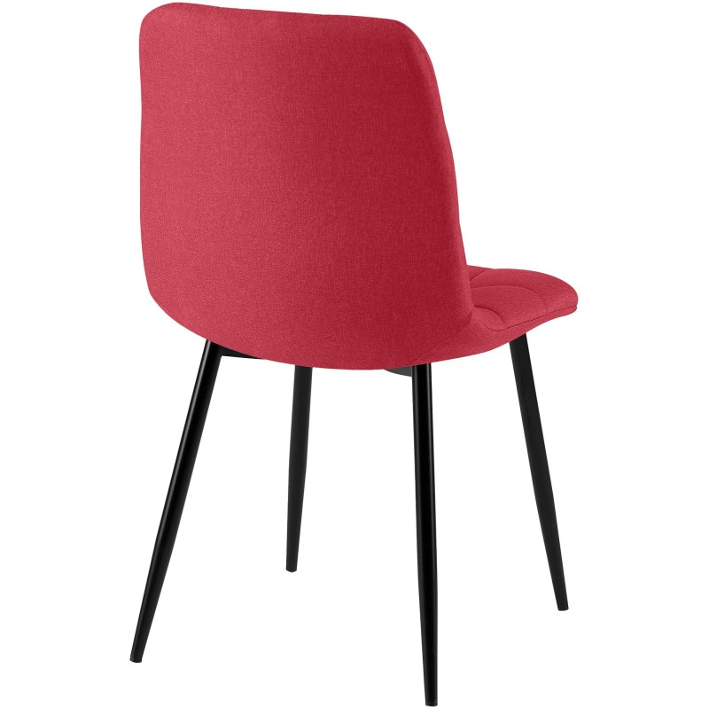 Juego de 4 sillas de comedor de tela roja Antibes