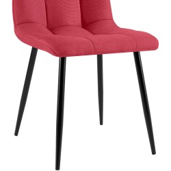 Juego de 4 sillas de comedor de tela roja Antibes