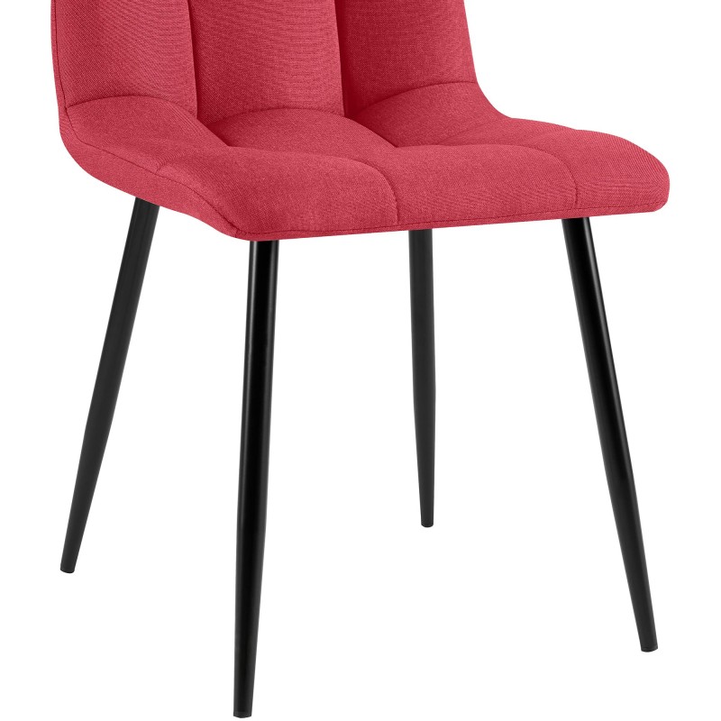 Juego de 4 sillas de comedor de tela roja Antibes