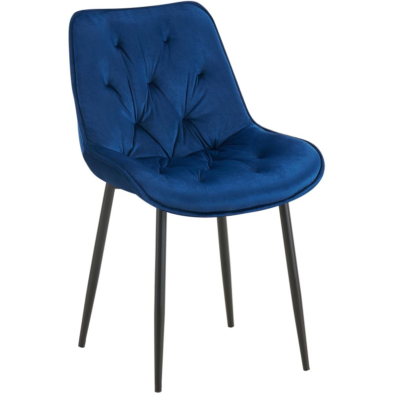 Silla de comedor Wallace de terciopelo azul