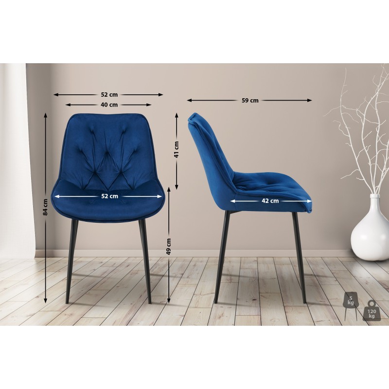Silla de comedor Wallace de terciopelo azul