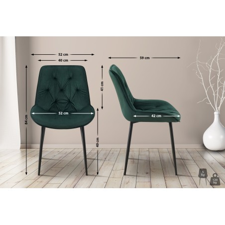 Silla de comedor Wallace en terciopelo verde