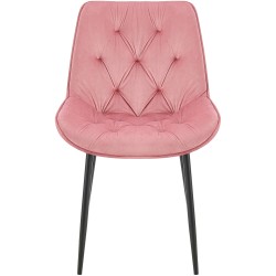 Silla de comedor Wallace en terciopelo rosa