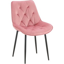 Silla de comedor Wallace en terciopelo rosa