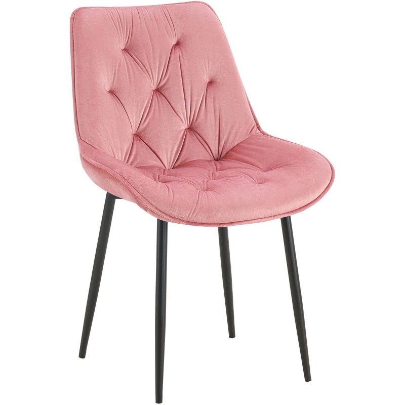Silla de comedor Wallace en terciopelo rosa