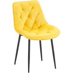 Silla de comedor Wallace en terciopelo amarillo