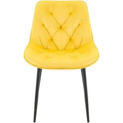 Silla de comedor Wallace en terciopelo amarillo