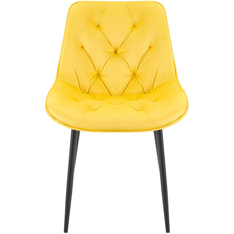 Silla de comedor Wallace en terciopelo amarillo