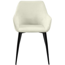 Juego de 2 sillas de comedor Vessa en tela color crema