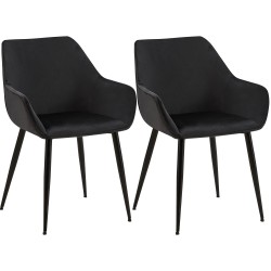 Juego de 2 sillas de comedor Vessa en terciopelo negro Juego de 2 sillas de comedor Vessa en terciopelo negro
