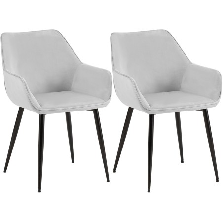Juego de 2 sillas de comedor Vessa en terciopelo gris claro